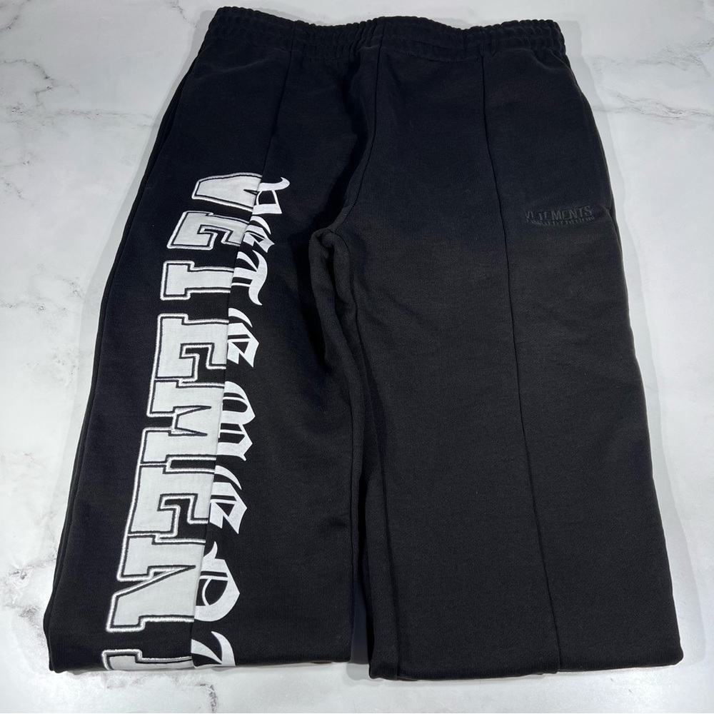 Vetements Cut Up Logo Zip-Up Spell Out Black White Sweatpants